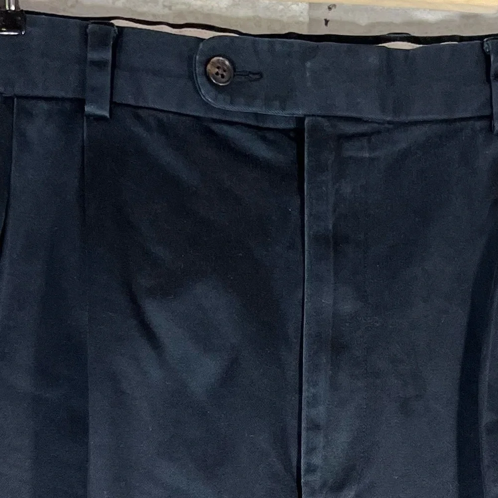 JOSEPH & FEISS Navy Blue Cotton Chinos Slacks w, Cuffed Legs Size 38x30